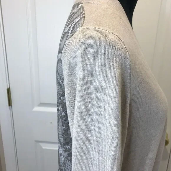 89th & Madison open front cardigan sweater with sheer snake skin print x large - Picture 5 of 9